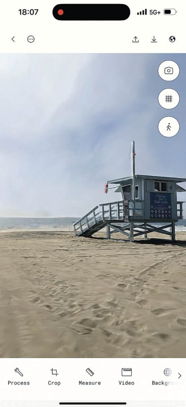 Using LiDAR scanning to take measurements at Santa Monica State Beach. (Image courtesy of Virtual Production Partners and Amazon MGM Studios)